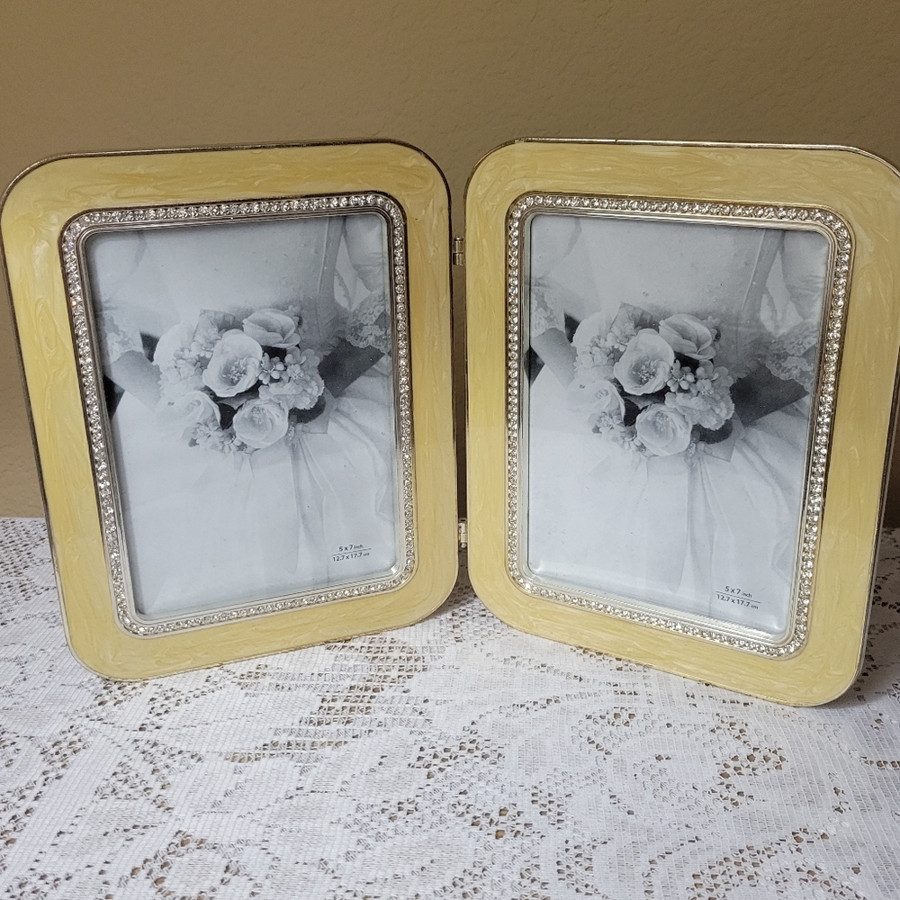 INHABIT Double Picture Frame Rhinestone 5" x 7"